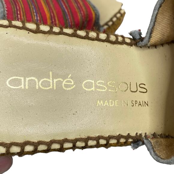 Vintage 90's Andre Assous Red Striped Women's Espadrille Sandals Size US 6 - Picture 10 of 11